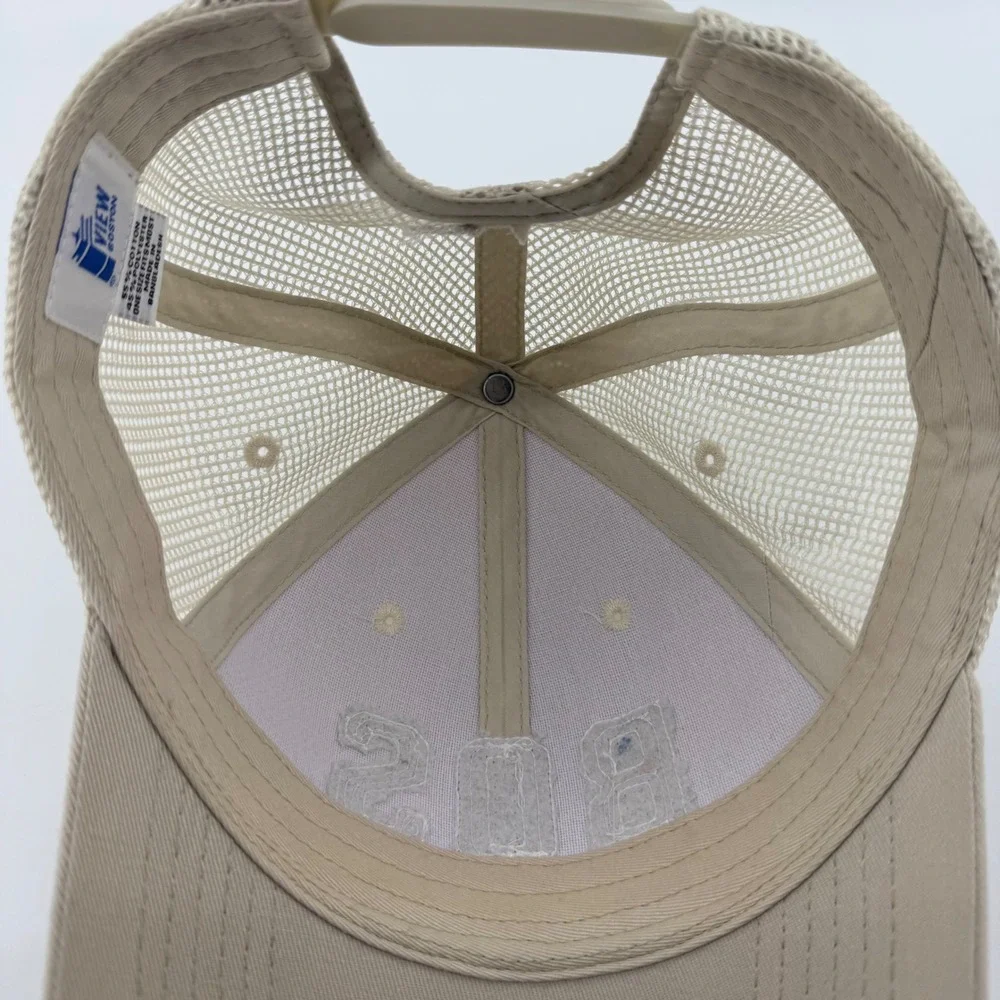 View Boston‎ BOS Tan Mesh Trucker Hat Snapback Baseball Cap Beige Mens OSFM